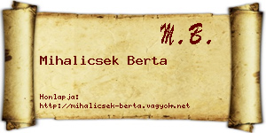 Mihalicsek Berta névjegykártya